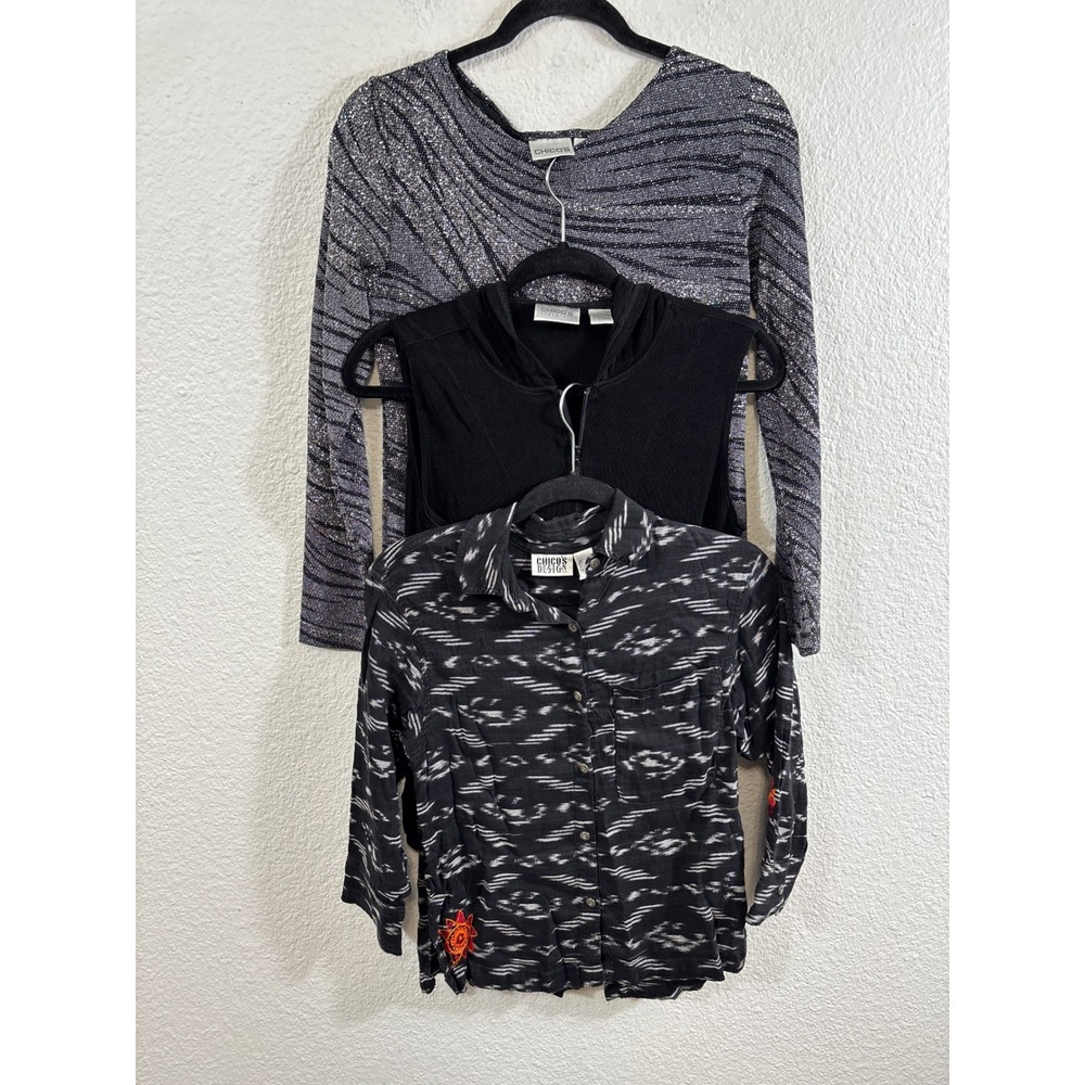 Chico's Lot of 3 Womens Size 0 Tops Hooded Vest Jacket Travelers‎
